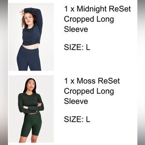 Bundle of 2 Girlfriend Collective Moss and Midnight Sleeve Crop Athletic Tops